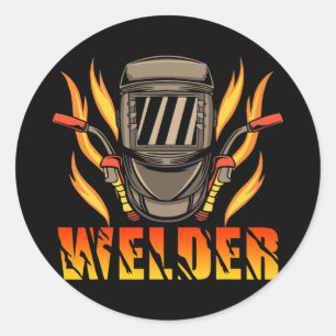 Sticker Rond Drôle Soudage Fier Souder Travail Souder América