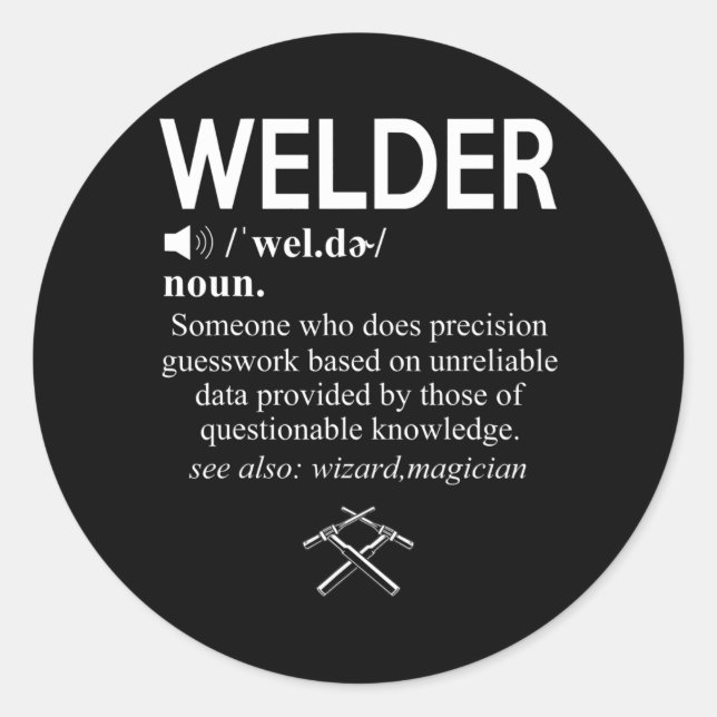 Sticker Rond Drôle Soudage Fier Souder Travail Souder Américain (Devant)