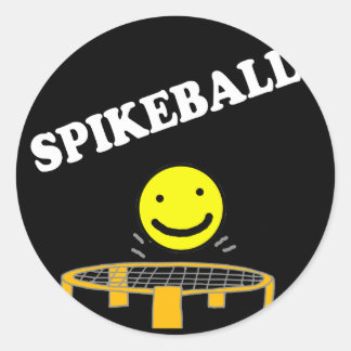 Sticker Rond Drôle Spikeball Net avec Smile Face Art