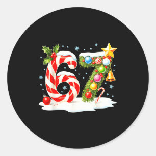 Sticker Rond Drôle Sympa Vilain 6 7 Noël 67 Mème Xmas Garçons