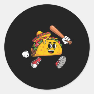 Sticker Rond Drôle Taco Jouer Vendre Nourriture Mexicaine Lover