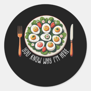 Sticker Rond Drôle Thanksgiving Dinner Deviled Oeuf Vous Savez