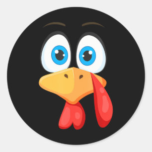Sticker Rond Drôle Thanksgiving et Turquie face