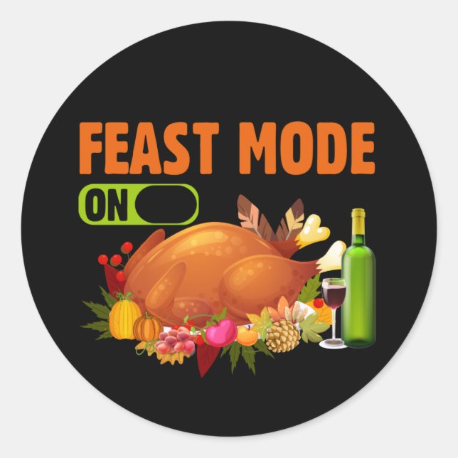 Sticker Rond drôle Thanksgiving mode mot art (Devant)