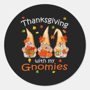 Sticker Rond Drôle Thanksgiving S Pour Les Femmes Gnome - Gnomi