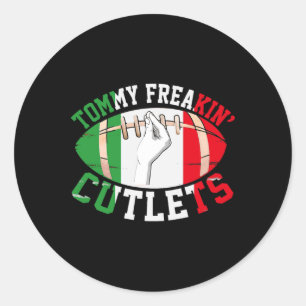 Sticker Rond Drôle Tommy Freakin' Cutlets New Jersey Italie Dra