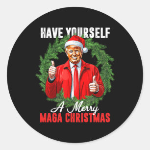 Sticker Rond Drôle Trump 45 47 Se Faire Un Joyeux Noël