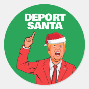 Sticker Rond Drôle Trump Christmas Deport Père Noël