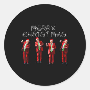 Sticker Rond Drôle Trump Danse Santa Claus Noël Noël Noël Noël