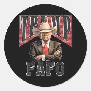 Sticker Rond Drôle Trump Fafo F autour de Découvrez Retro Us Dr