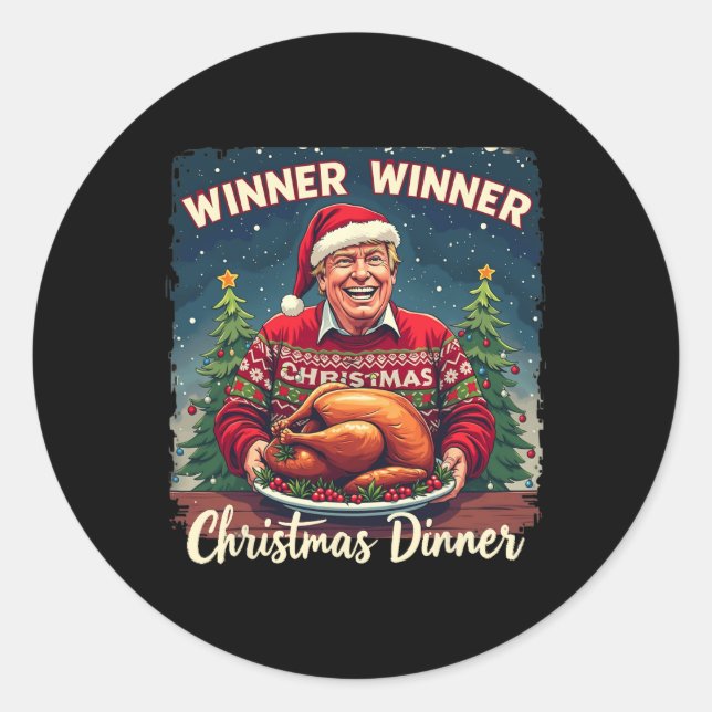 Sticker Rond Drôle Trump Humour Hommes Femme Lauréate Christma (Devant)