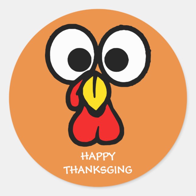 Sticker Rond Drôle Turquie face Bon thanksgiving (Devant)