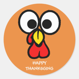 Sticker Rond Drôle Turquie face Bon thanksgiving