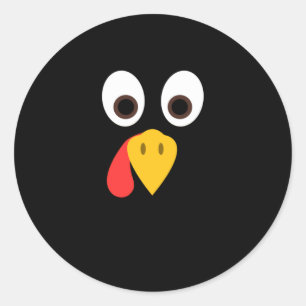 Sticker Rond Drôle Turquie face Thanksgiving