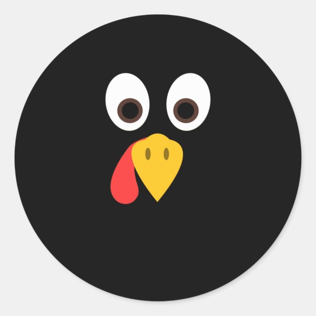Sticker Rond Drôle Turquie face Thanksgiving (Devant)