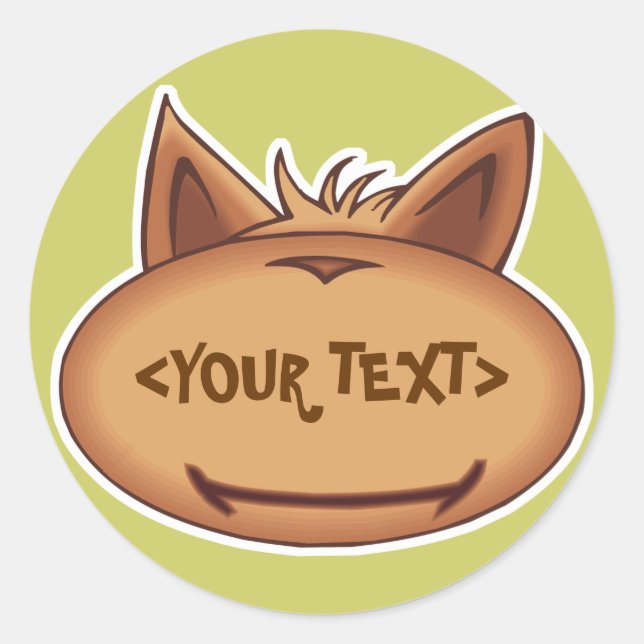 Sticker Rond Drôle visage de chat,<YOUR TEXT> (Devant)