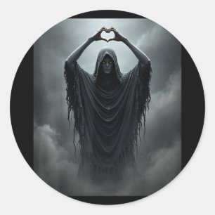 Sticker Rond Drôles de pères journée fantôme cœur mains visage 