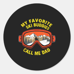 Sticker Rond Drôles de skieurs, mes copains de ski préférés app