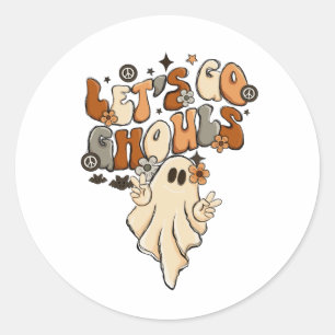 Sticker Rond Drôles Mignons Allons-y Goules Halloween Automne