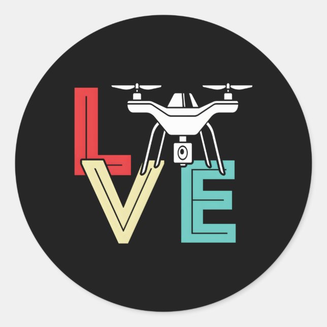 Sticker Rond Drones Drone Pilote Quadcopter Journée Drone (Devant)