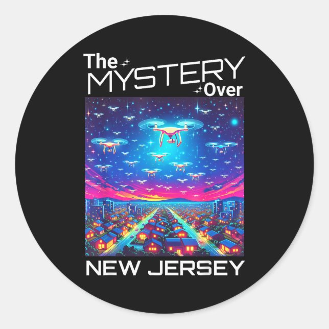 Sticker Rond Drones New Jersey The Mystery Over New Jersey Funn (Devant)