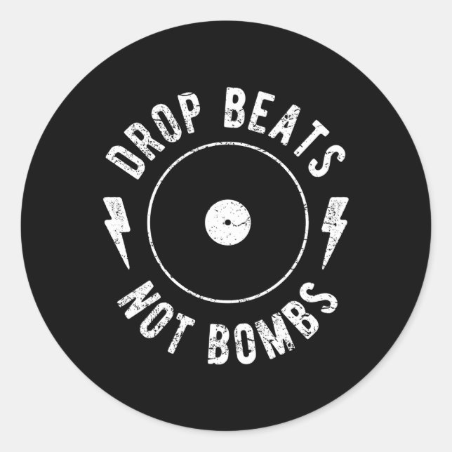 Sticker Rond Drop Beats Not Bombs Anti-War Edm Py Dj (Devant)