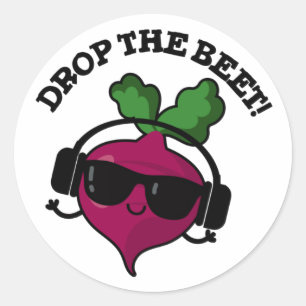 Sticker Rond Drop La Beet Funny Music Veggie Pun