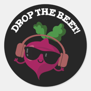 Sticker Rond Drop La Beet Funny Musique Veggie Pun Dark BG