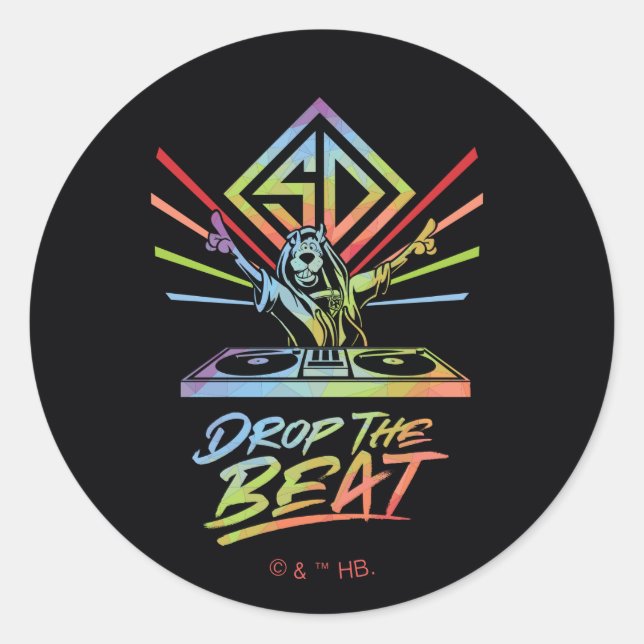 Sticker Rond Drop the Beat : DJ Scooby-Doo (Devant)
