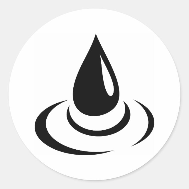 Sticker Rond Droplet d'eau noire (Devant)
