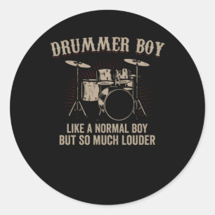 Sticker Rond Drummer Boy   Drums Drummer Cadeau