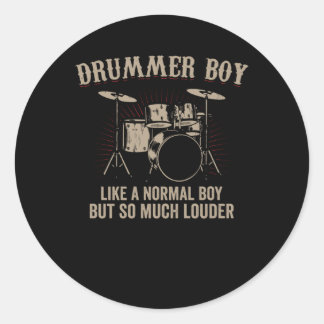 Sticker Rond Drummer Boy | Drums Drummer Cadeau