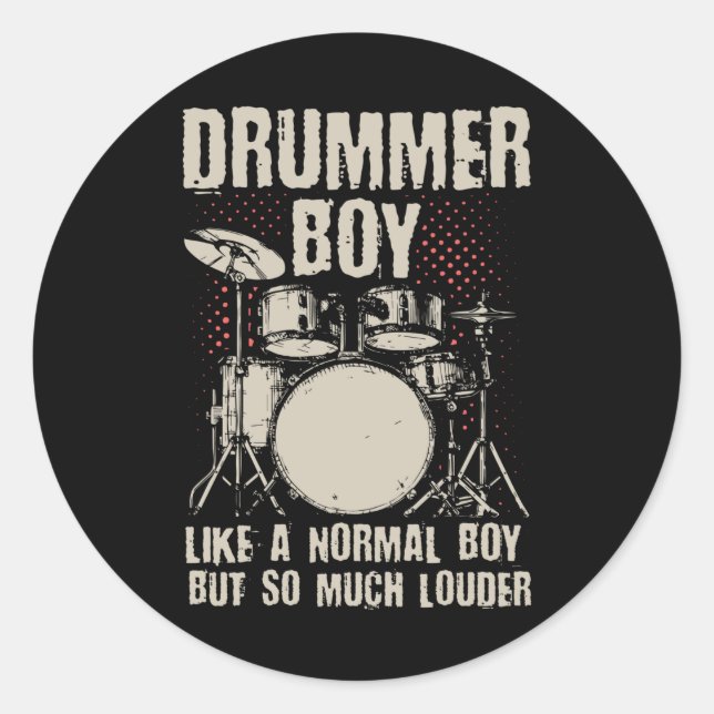 Sticker Rond Drummer Boy | Drums Drummer Cadeau (Devant)