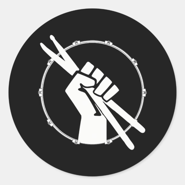 Sticker Rond Drummer musicien qui aime la batterie (Devant)
