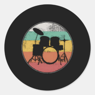 Sticker Rond Drumset Drummer Drummer Drummer