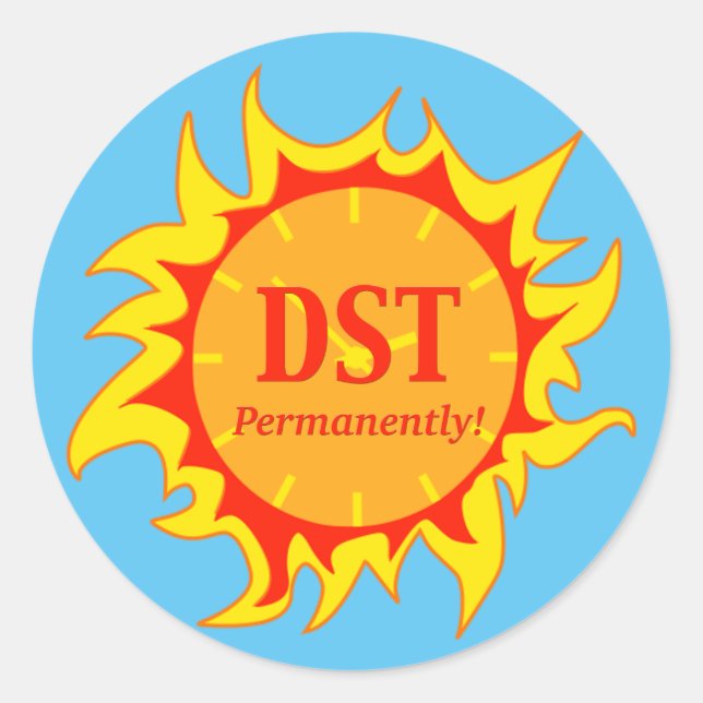 Sticker Rond DST en permanence - Heure d'été (Devant)