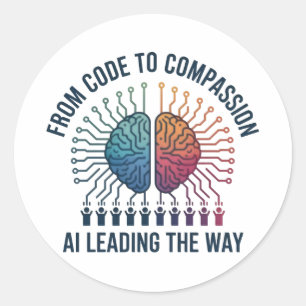 Sticker Rond Du code à la compassion - L'IA en tête