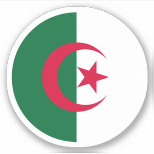 Sticker rond du drapeau d'Algérie
