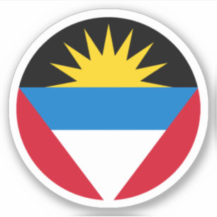 Sticker rond du drapeau d'Antigua-et-Barbuda