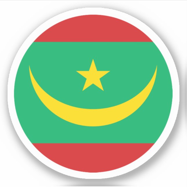 Sticker rond du drapeau de Mauritanie (Devant)