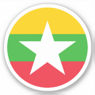 Sticker rond du drapeau du Myanmar