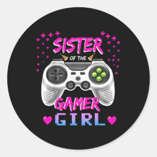 Sticker Rond Du Jeu Vidéo De Fille Gamer Anniversaire