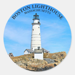 Sticker rond du phare de Boston dans le Massachuse