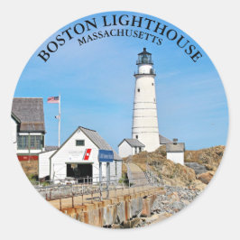 Sticker rond du phare de Boston dans le Massachuse