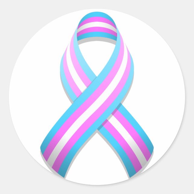 Sticker rond du ruban de sensibilisation au trans (Devant)