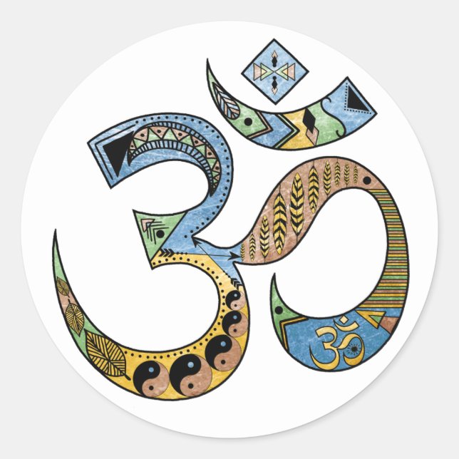 Sticker rond du symbole OM, brillant (Devant)