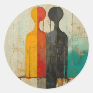 Sticker Rond Dualité – Figures abstraites de lumière et d'ombre
