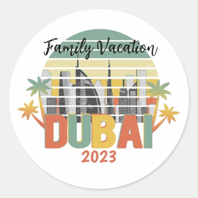 Sticker Rond Dubaï Travel Tourist Vacances Group (Devant)