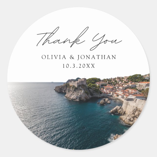 Sticker Rond Dubrovnik Mariage Faveur Photo Merci (Devant)