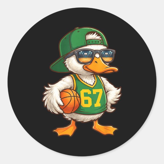 Sticker Rond Duck Basketball 67 Gen Alpha Slang Srts Men Boys K (Devant)